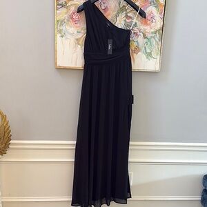 Lulus One-Shoulder Black Maxi Dress with Back Cutout – Size Small – NWT